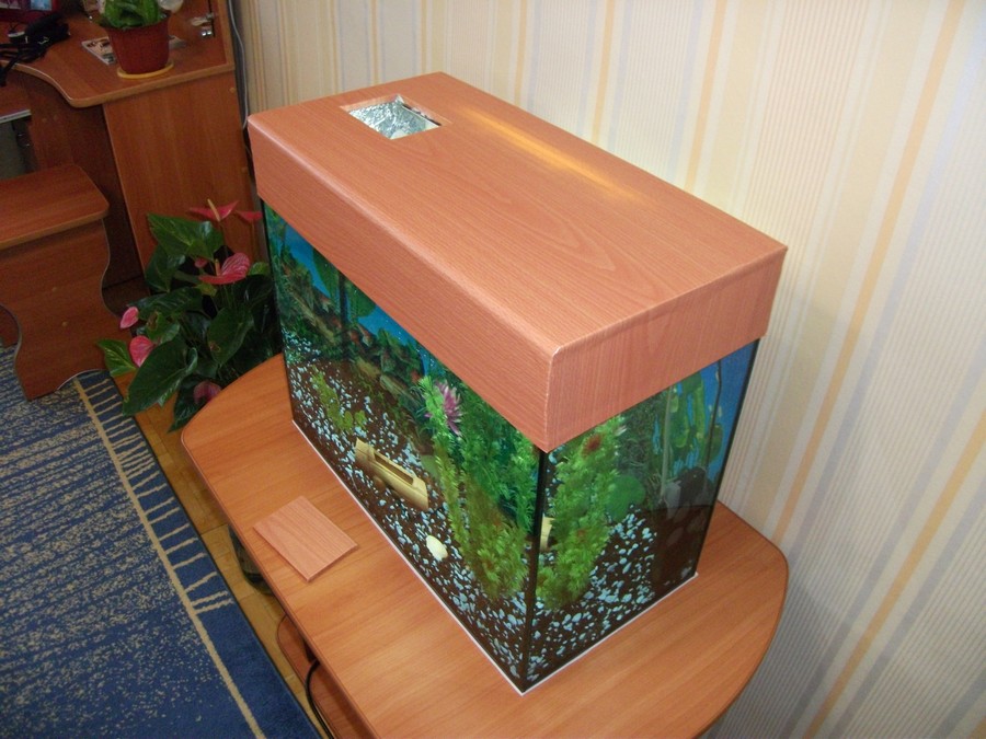 Внешняя отделка крышки для аквариума из фанеры.